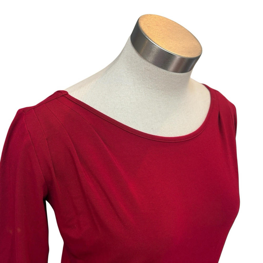 NWT MIIK Womens Top Long Sleeve Scoop Neck Back V Canada Red Sz. S - Picture 2 of 7
